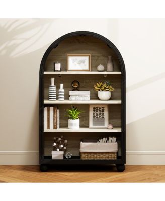 4-Tier Arched Storage Cabinet with Metal Frame