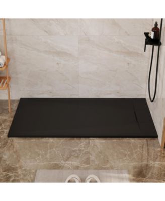 Wheelchair-Friendly Shower Base with Non-Slip Surface, Reversible Drain, SMC Cover and Flashing Kits