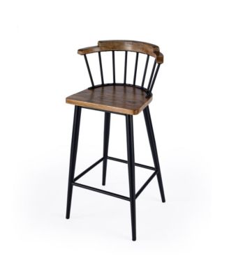 Merrick Wood and Iron Spindle Bar Stool