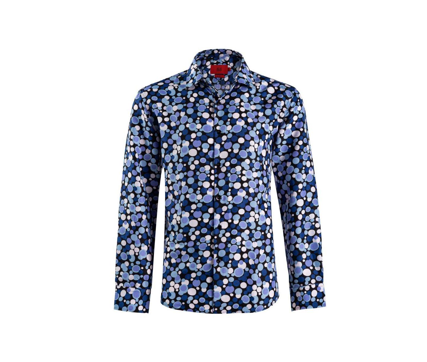 Мужская рубашка Elie Balleh Slim Fit Dot Print Shirt Button Down Shirt, цвет: Чёрный — фото 2