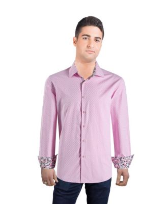 Men's Slim Fit Jacquard Dot Button-Down Shirt