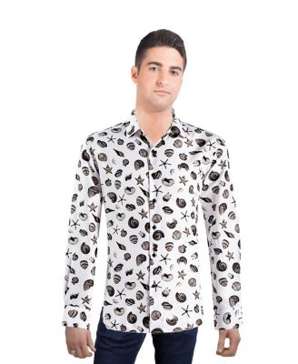 Men's Slim Fit Sea Shell Print Shirt