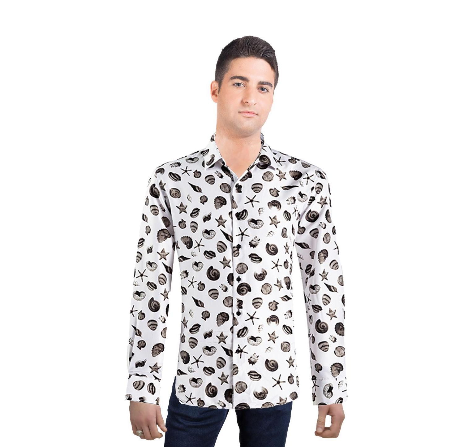 Men's Slim Fit Sea Shell Print Shirt