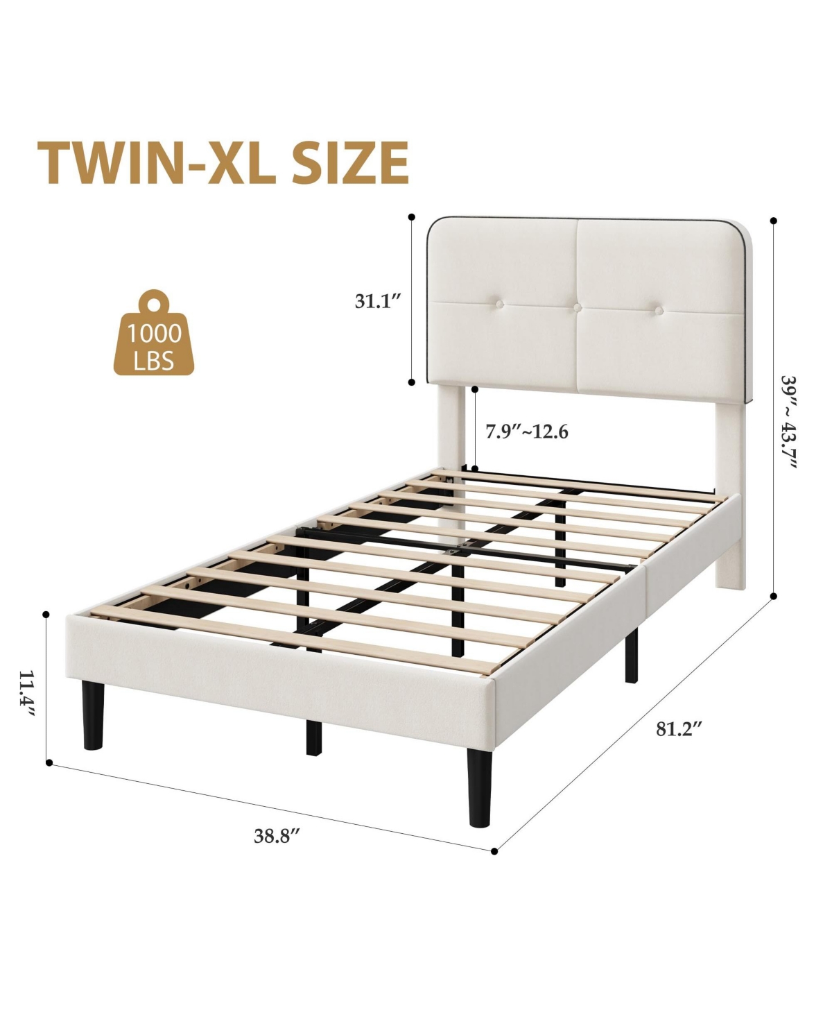 gaomon Velvet Upholstered Platform Bed, Bed Frame with Adjustable Headboard, Wooden Slat, No Box Spring Needed, Quick Assembly