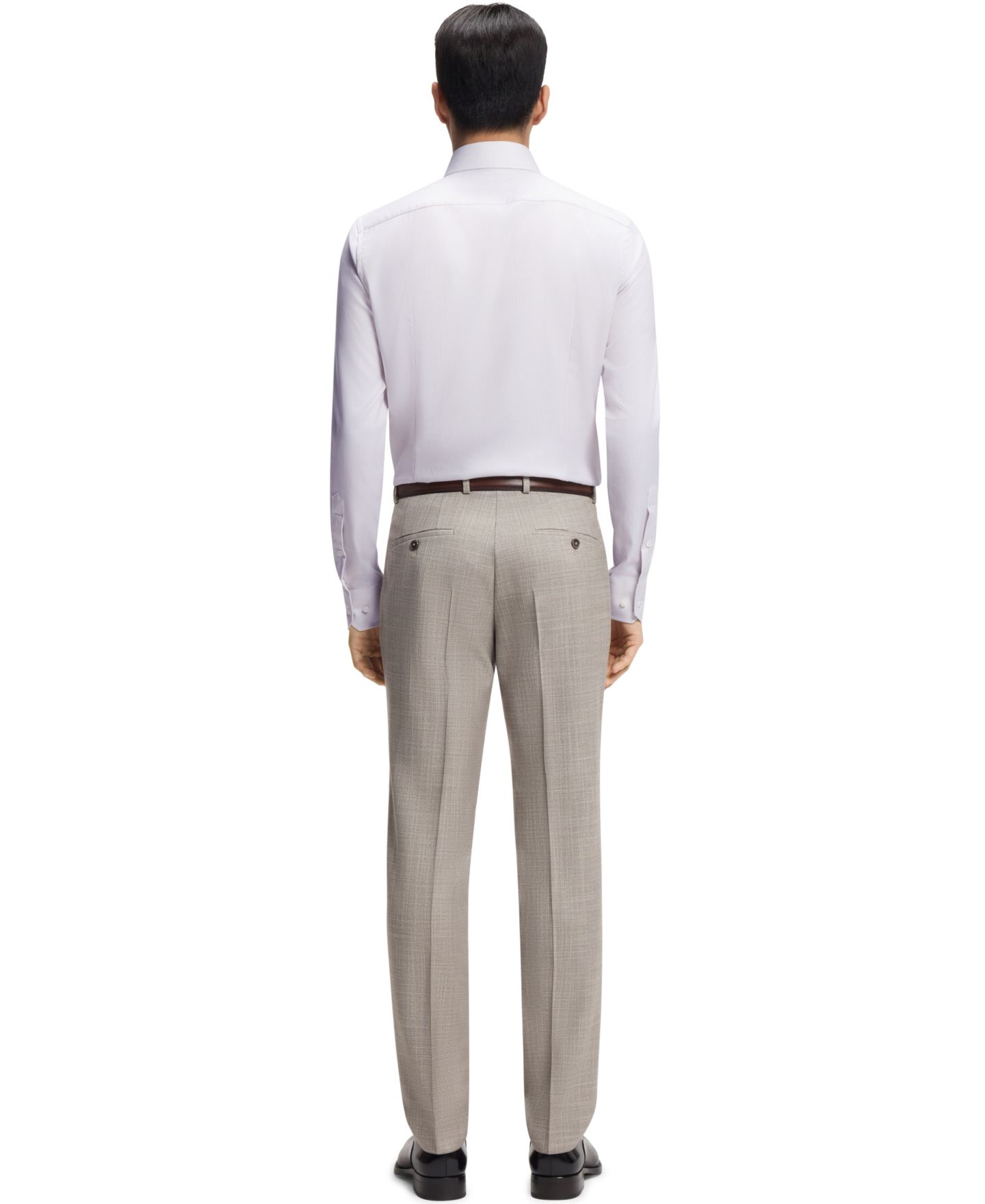 Мужская рубашка Hugo Boss Italian-Made Structured Cotton Slim-Fit Dress Shirt, цвет: Тёмный бежевый — фото 4