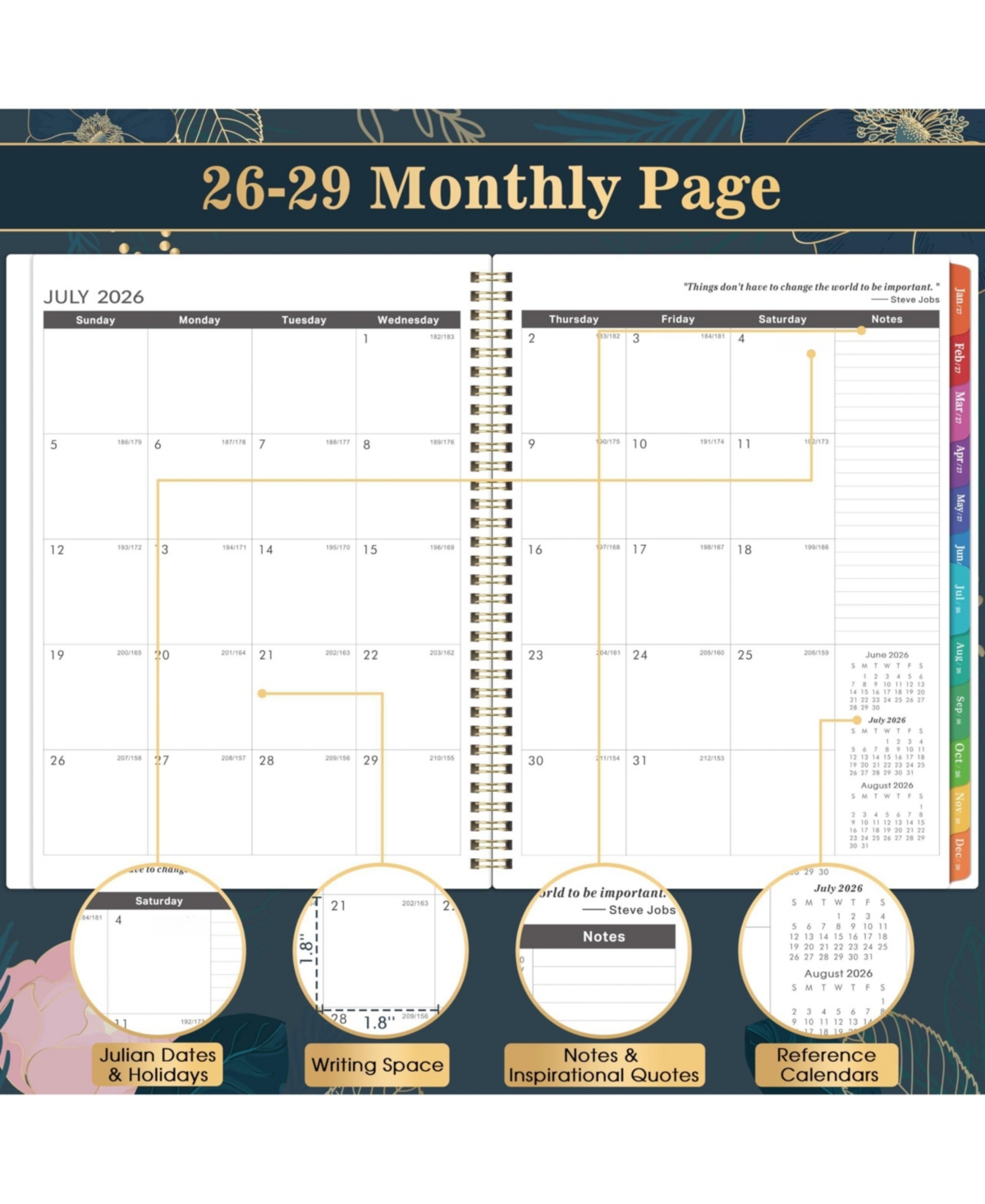 Gnuadz 2026-2029 Monthly Planner 3 Year Calendar Tabs Pocket Notes Twin-wire Binding