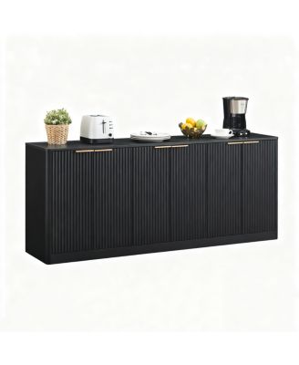 67 Inch Modern Wavy 6-Door Storage Sideboard