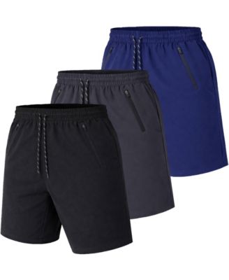 Men's Performance Training Shorts with Zipper Pockets, 3-Pack
