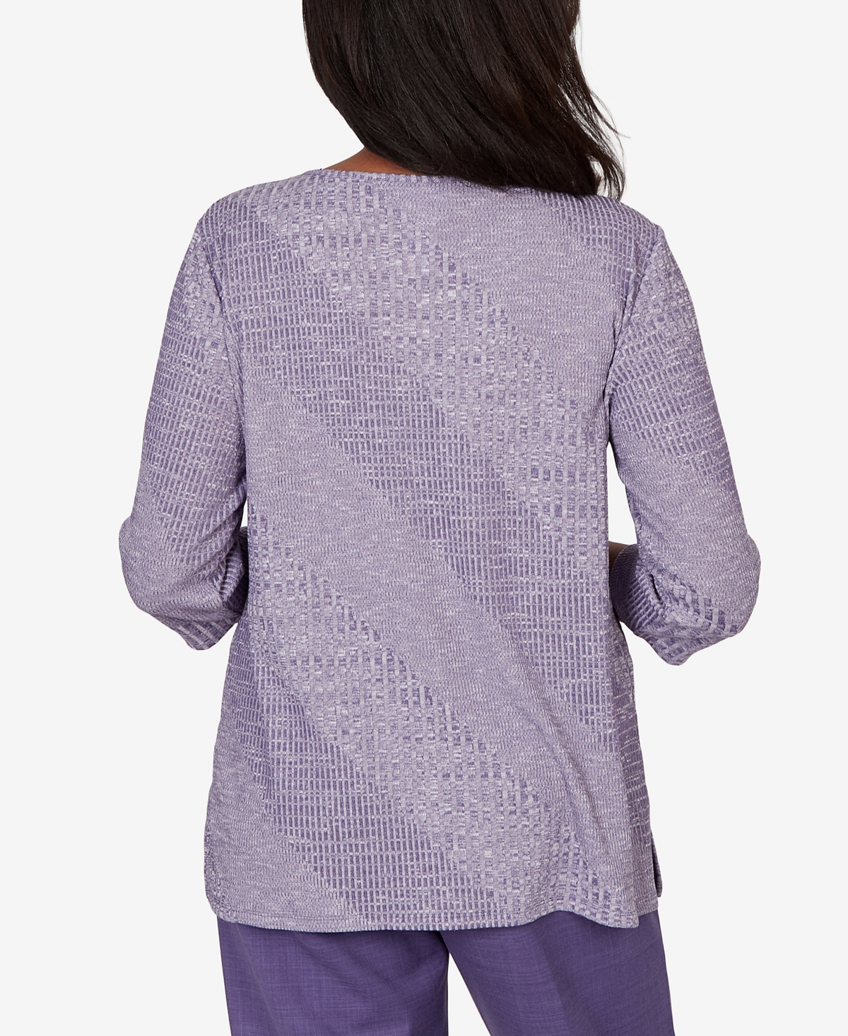 Alfred Dunner Women's Grand Bazaar Embroidered Diagonal Textured Knit Top