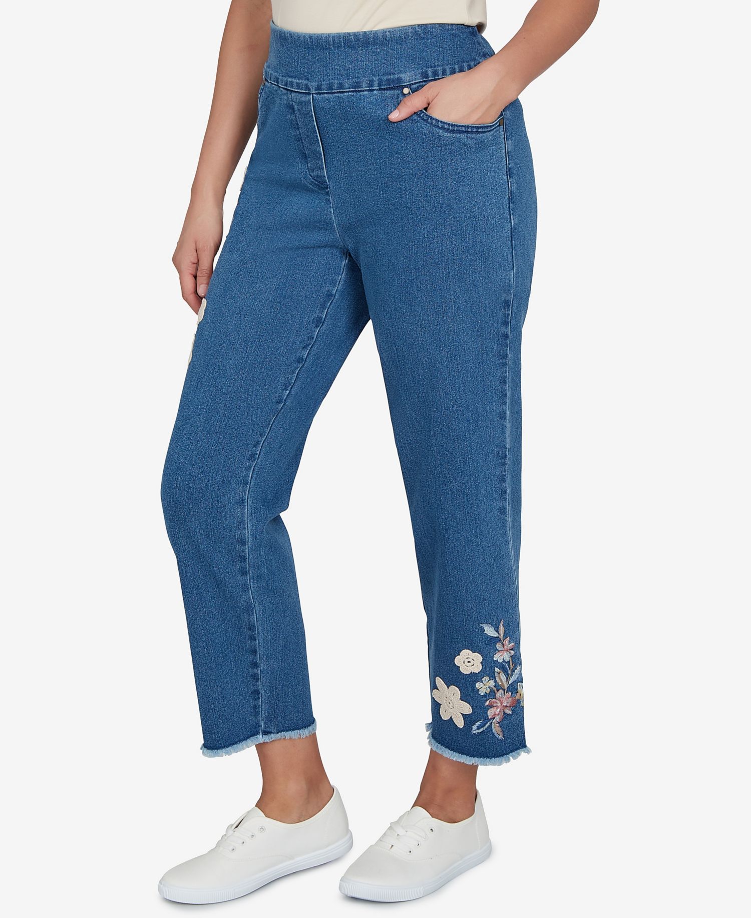 Women's Camden Market Floral Crochet Applique Ankle Jeans