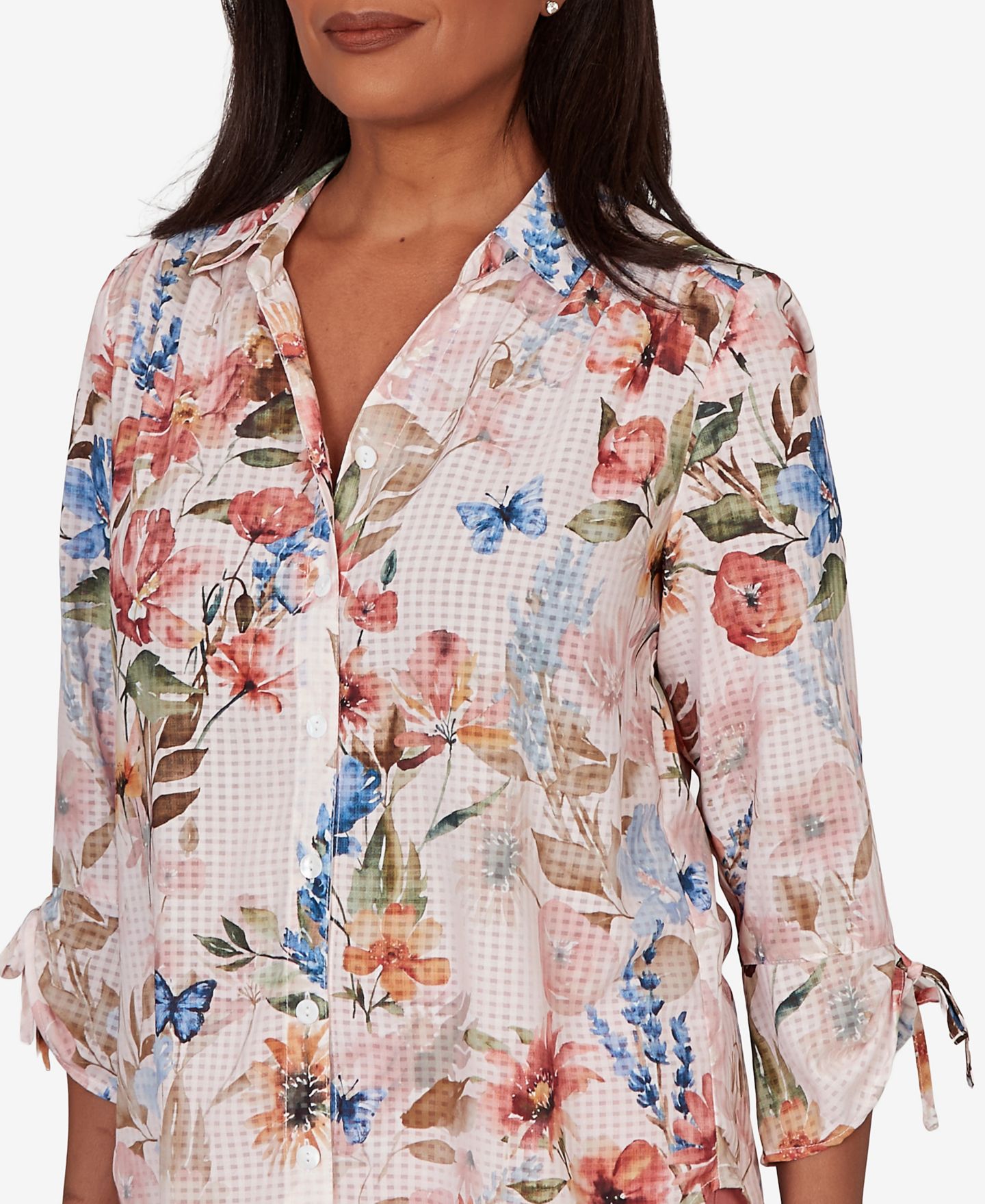 Женский топ Alfred Dunner Camden Market Botanical Butterfly Button-Front, цвет: Палисандровый — фото 5