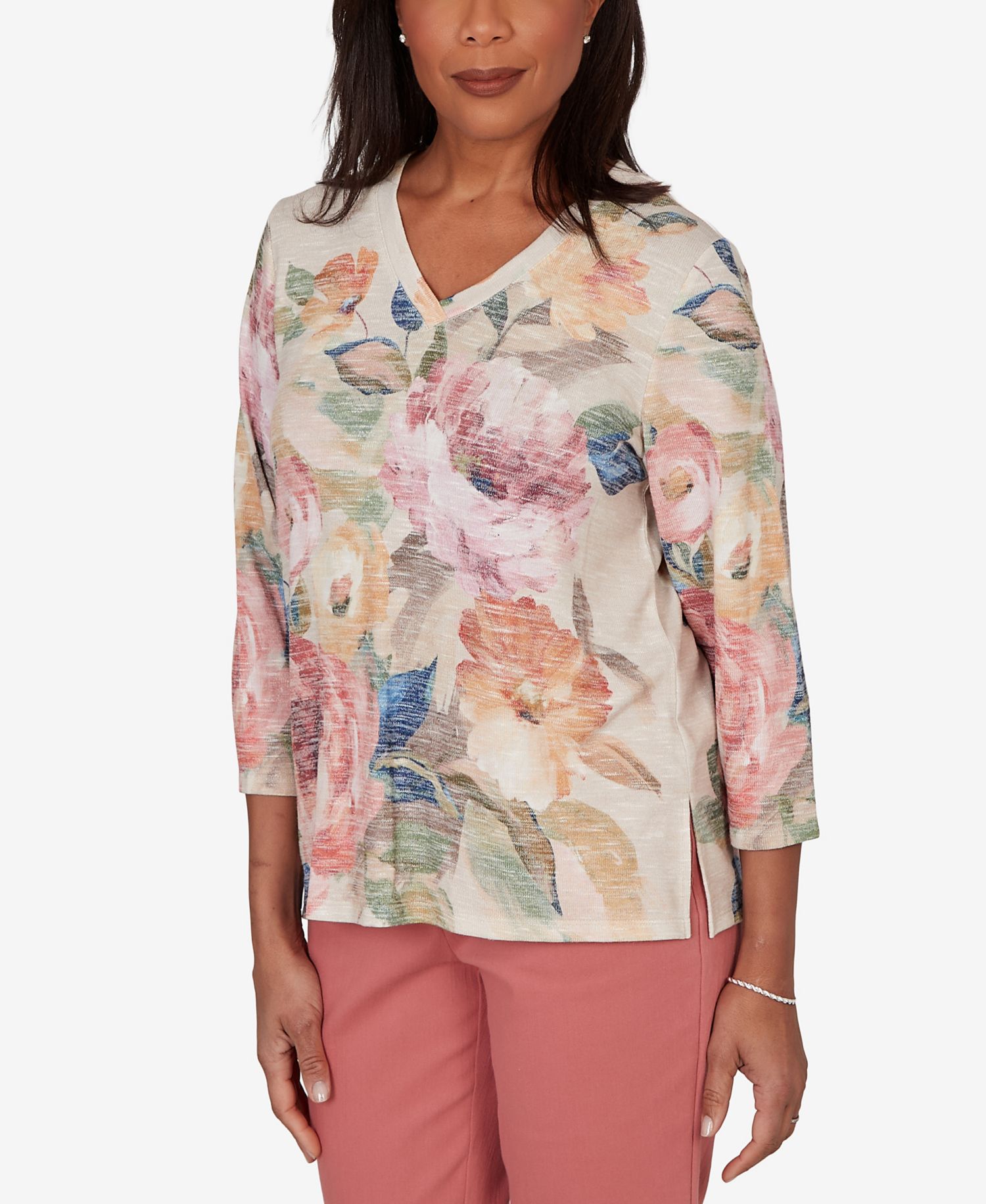 Women's Camden Market Bold Roses V-Neck Knit Top