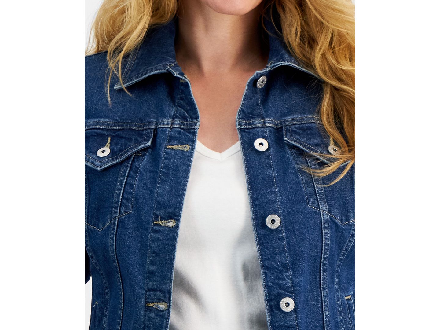 Женская куртка Style & Co Petite Classic Denim Trucker, цвет: Cosmos — фото 4