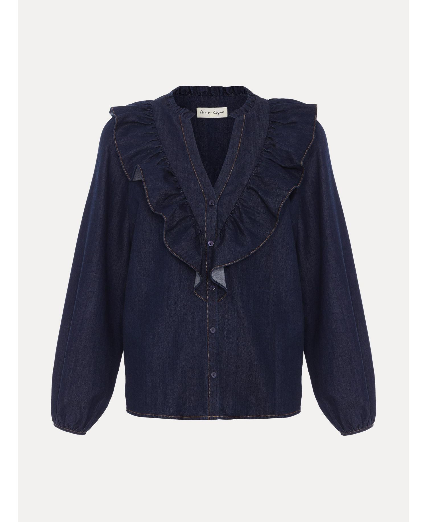 Women's Alexia Denim Ruffle V-Neck Blouse