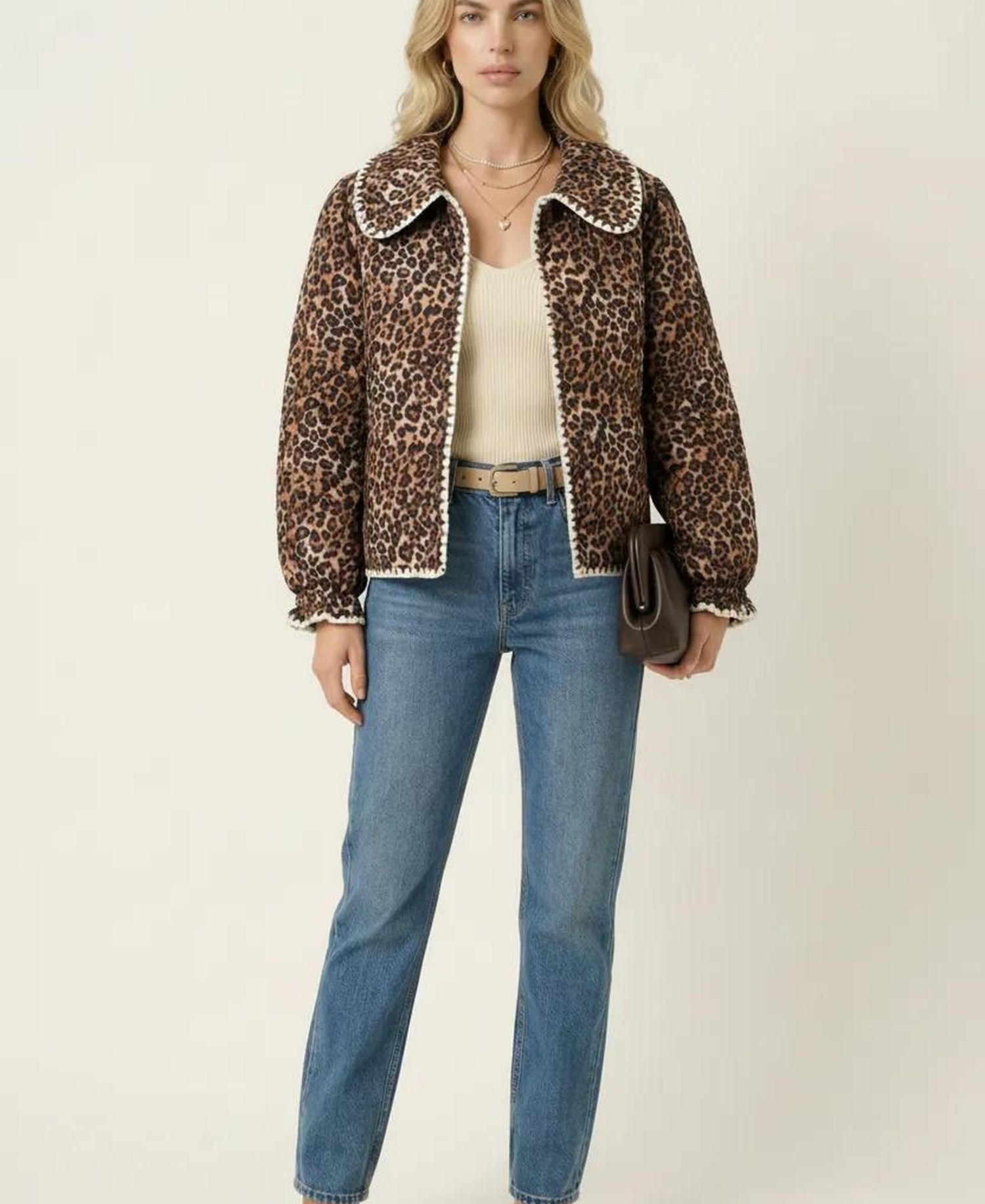Women's Leopard Print Quilted Jacket
