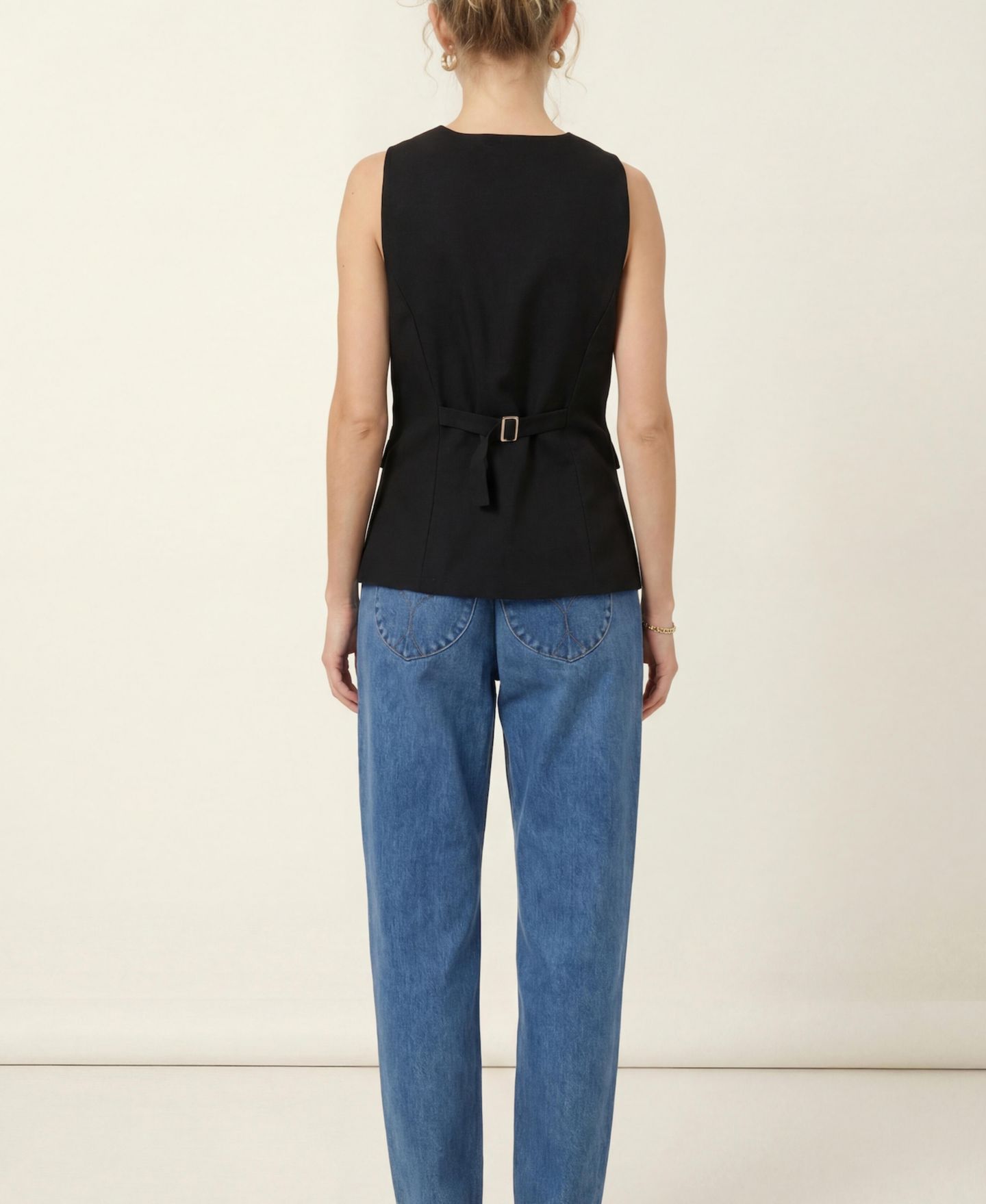 Женский жилет Modenaire Longline Button Front Flap Pocket, цвет: Чёрный — фото 4