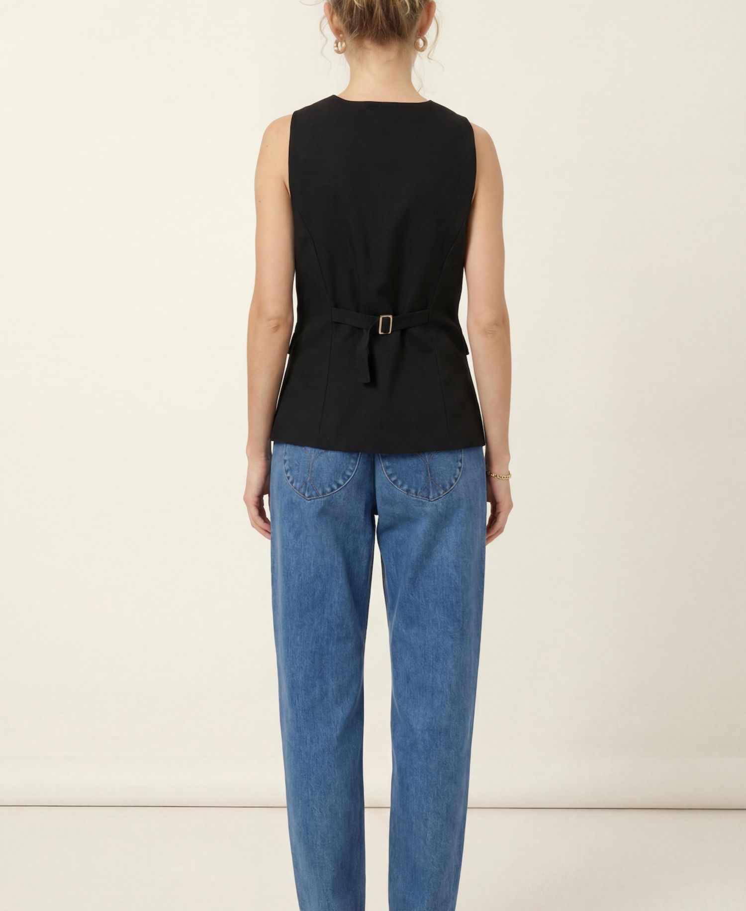 Women's Longline Button Front Flap Pocket Vest