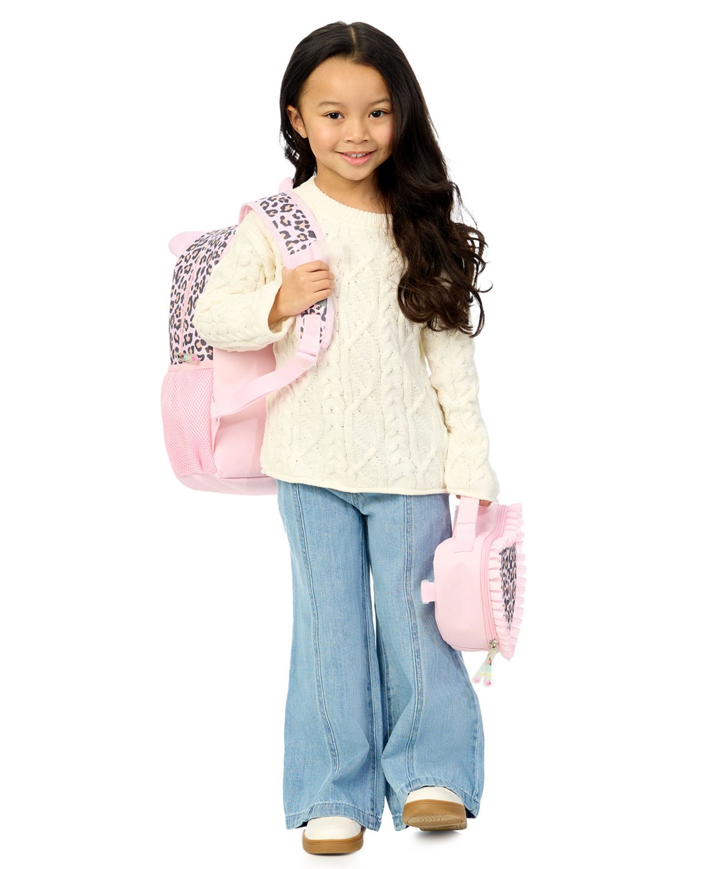 Сумки Biz & Bean Butterfly Preschool Cat Graphic Design Backpack and Lunch Bag, 2-Piece Set для девочек-малышей, цвет: Розовый / Чёрный — фото 7