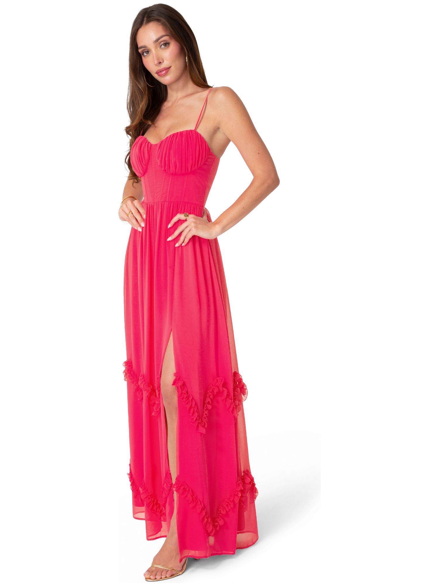 Women's Soft Ruffle Corset Maxi Dress