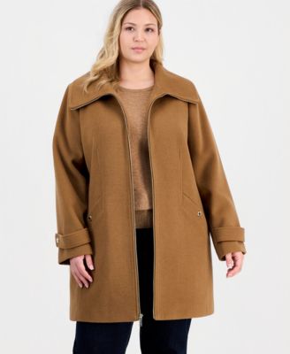 Plus Size Collared Zip-Front Coat