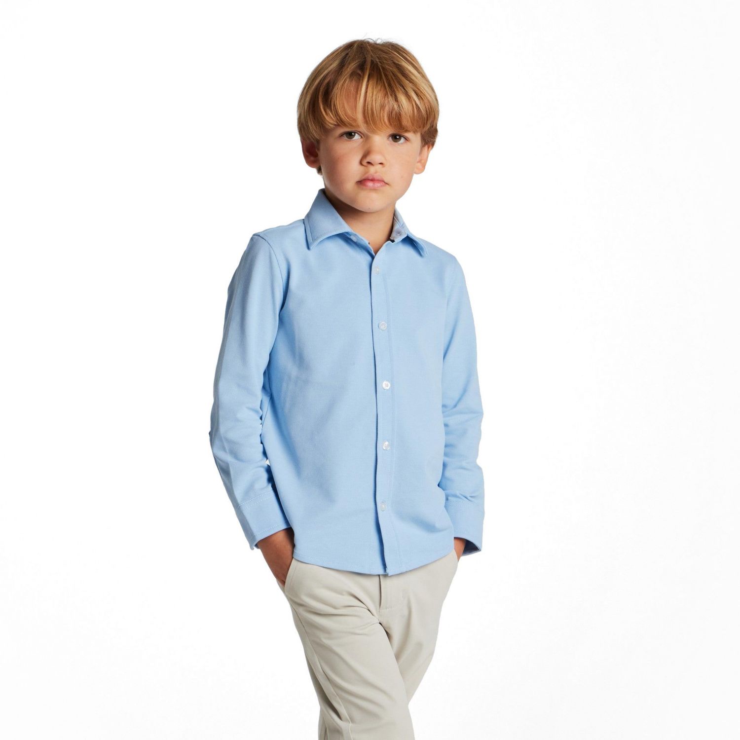 Andy and Evan Little Boys Blue Knit-Tech Shirt