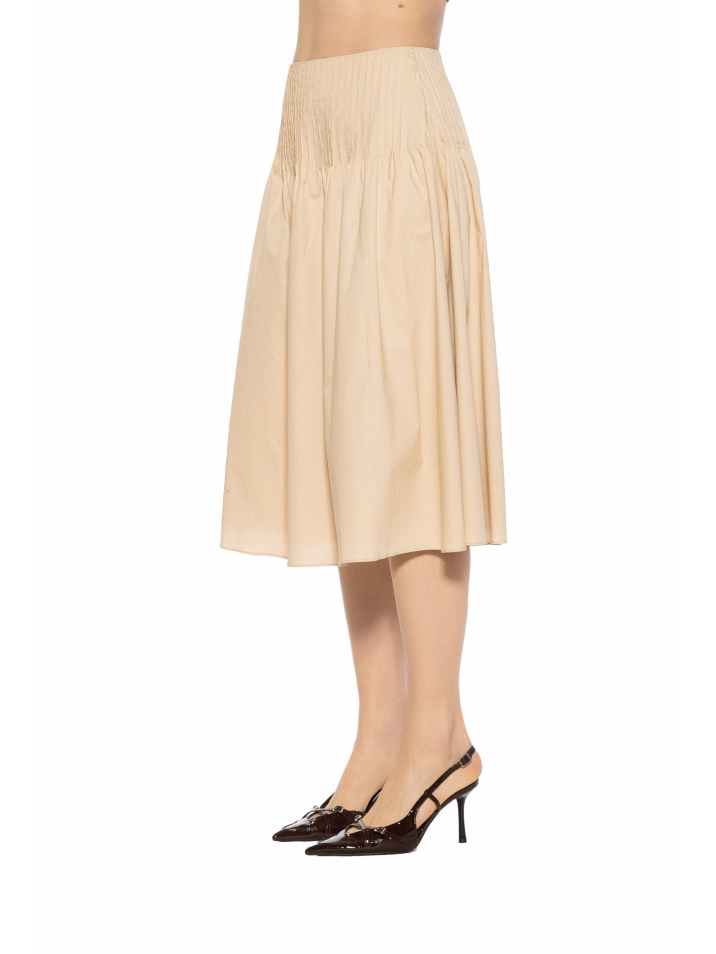 Женская юбка Alexia Admor Esme Pintuck Waist Full Poplin, цвет: Бежевый — фото 2