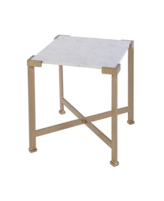 Loric 18 in. W Square Iron and Marble Side Table