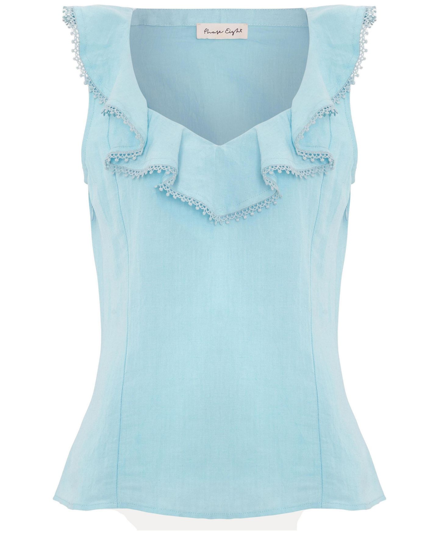 Женская блузка Phase Eight Rhona Sleeveless Linen Blend, цвет: Бледный синий — фото 2