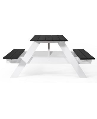 Outdoor 70" HDPE Plastic Picnic Table Bench With Umbrella Hole