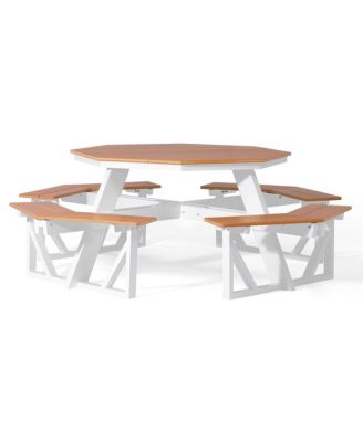 Outdoor HDPE 8-Person Patio Octagon Picnic Table