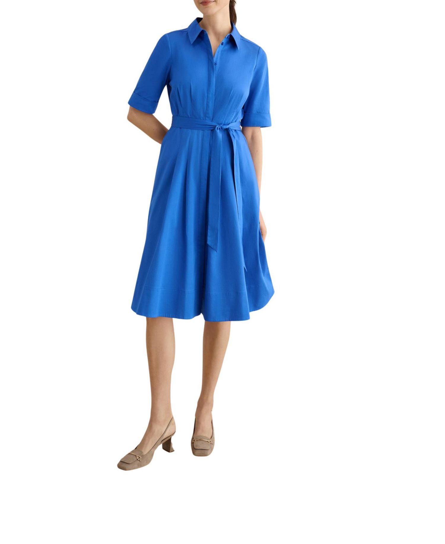Women's Brigitta Pleated Tie-Belt Shirt Dress