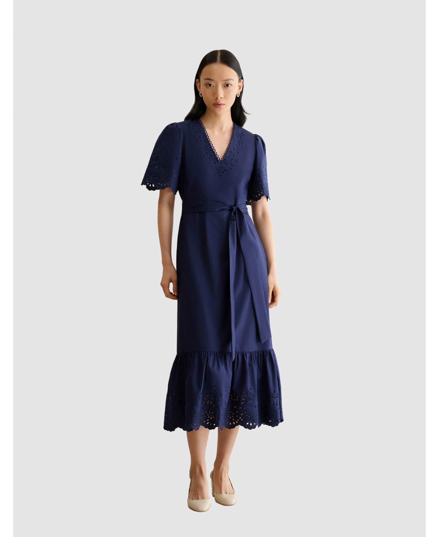 Women's Meghan Broderie Cutwork Midi Dress