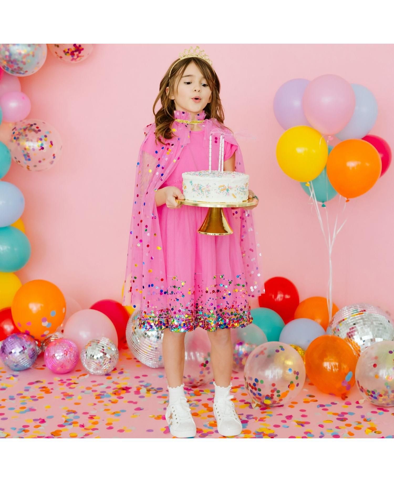 Girls Raspberry Confetti Cape