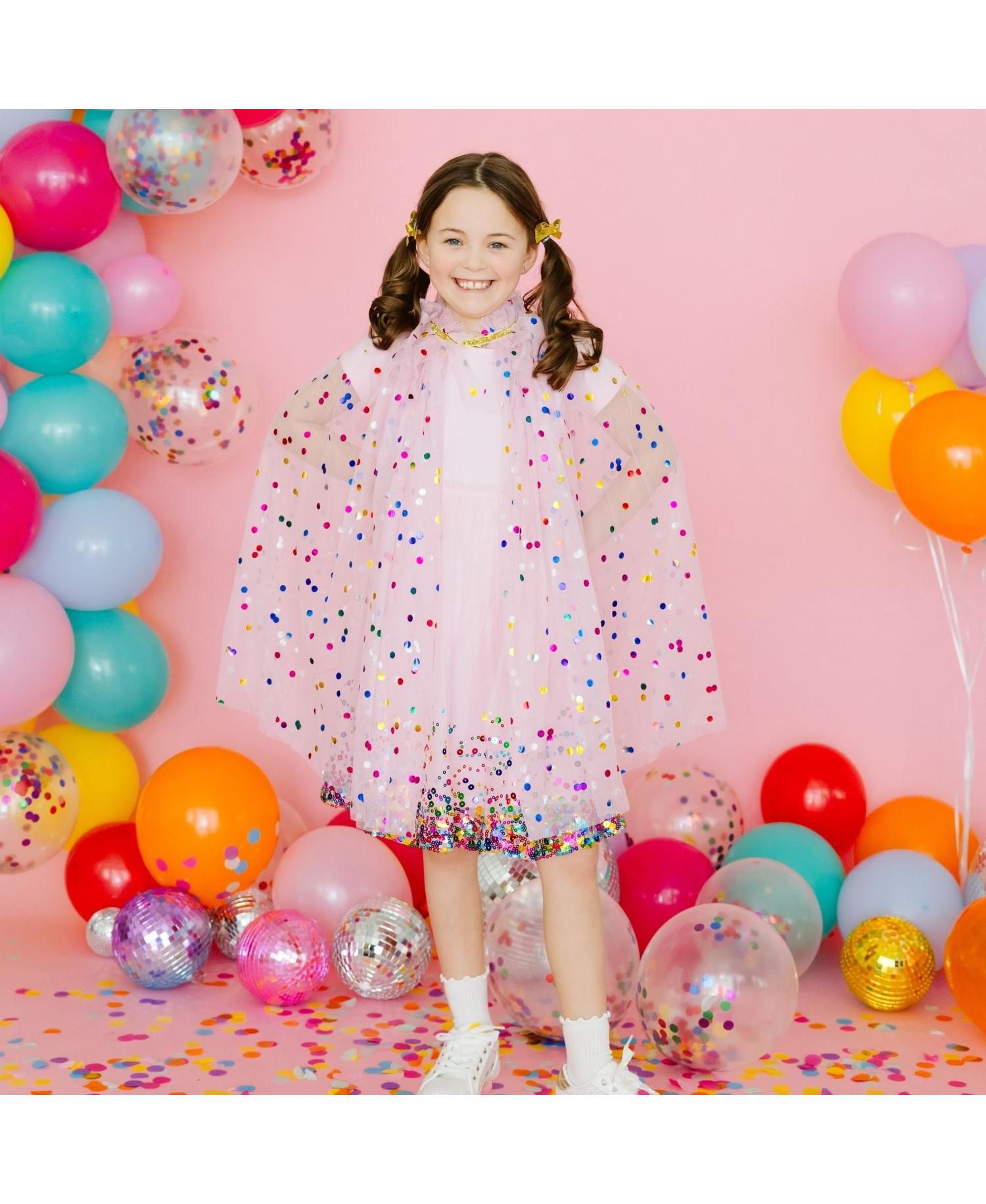 Girls Pink Confetti Cape