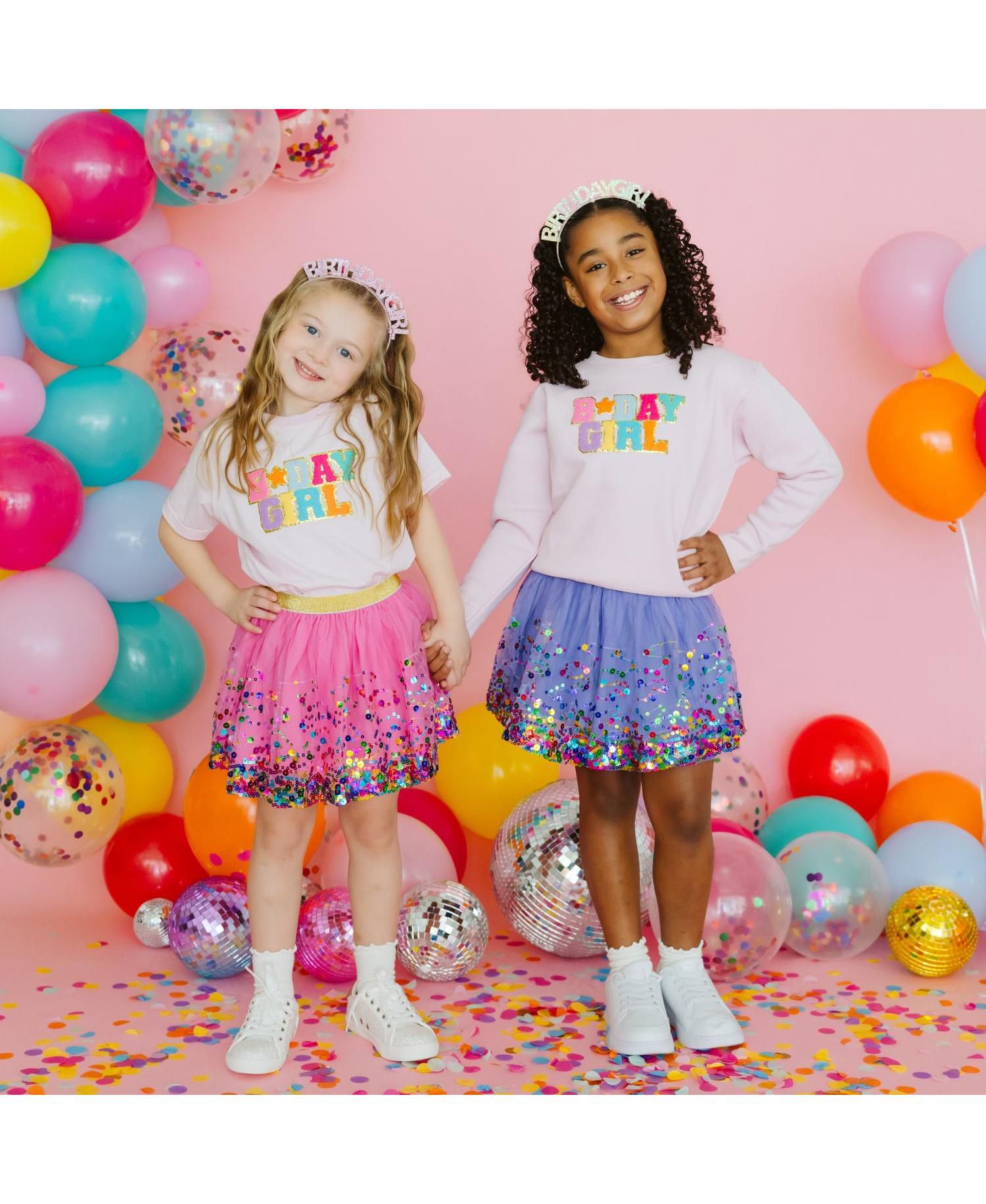 Little and Big Girls Raspberry Confetti Tutu Skirt
