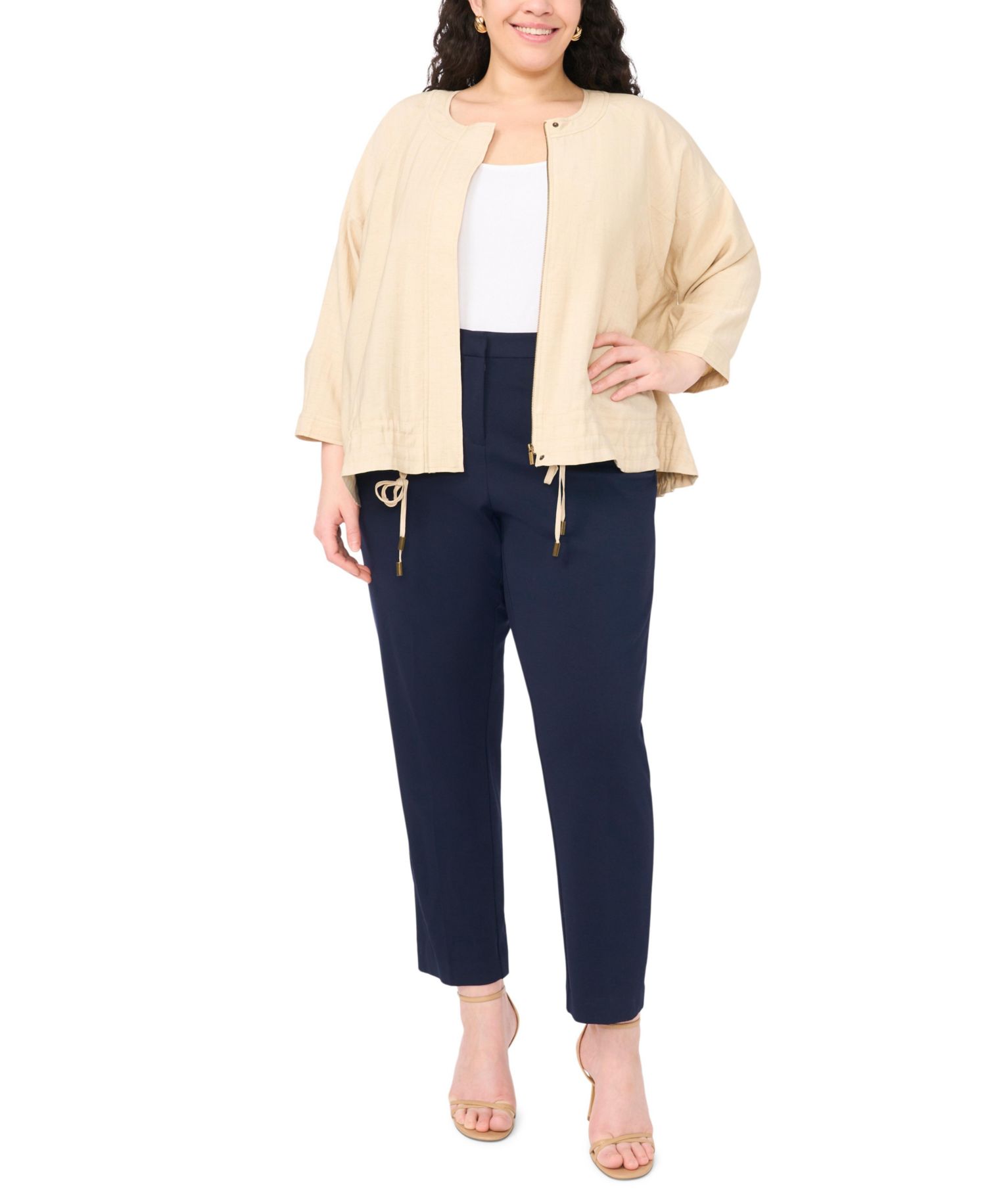 Plus Size Crewneck Cinch Raglan Jacket
