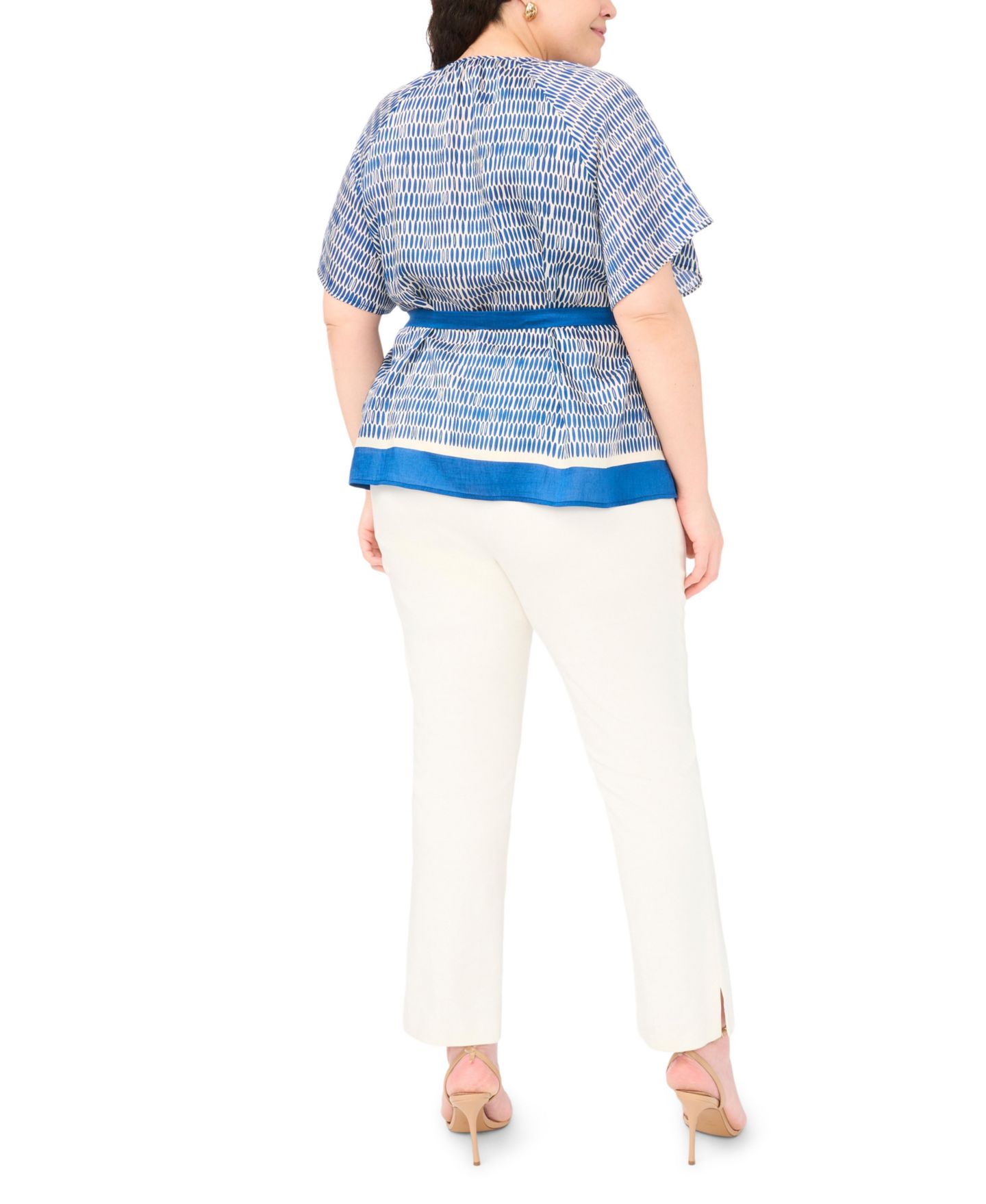Женская блузка Vince Camuto Plus Size Crewneck Flutter-Sleeve Blouse, цвет: Насыщенный синий — фото 5