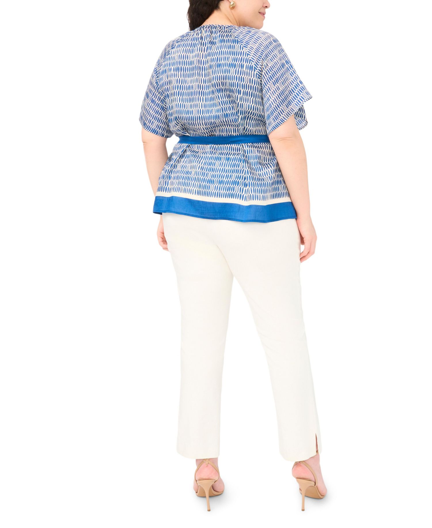 Plus Size Crewneck Flutter-Sleeve Blouse