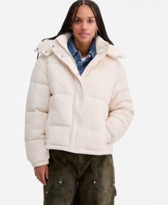 Women's Hooded Corduroy Puffer Coat