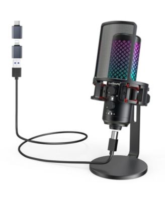 USB Microphone for Phone and PC, RGB Gaming Microphone with Full Metal, Mute, Pop Filter, Gain for Podcasting, Streaming, YouTube