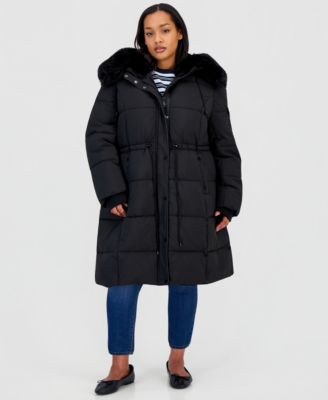 Women's Hooded 3/4 Ff Anorak Puffer Coat