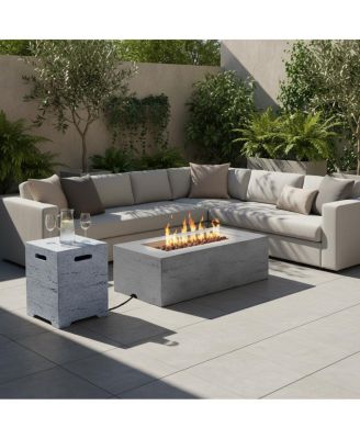  41.9inch 2-in-1 Rectangular Propane Fire Pit and Tank Cover Table Set