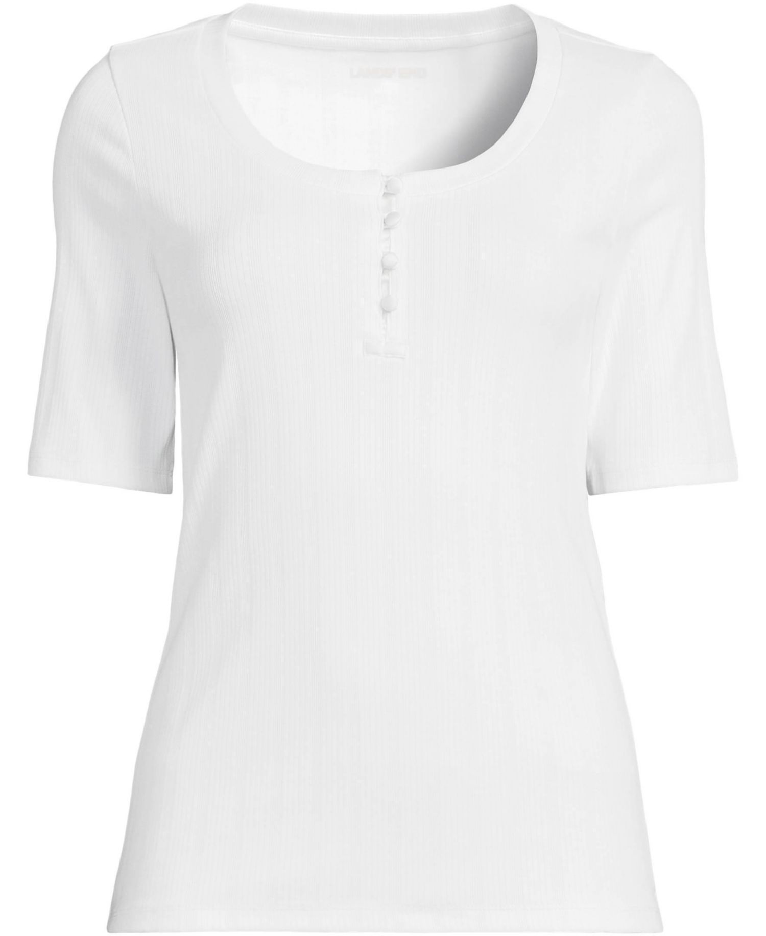 Plus Size Elbow Sleeve Variegated Micro Rib Scoop Neck Henley