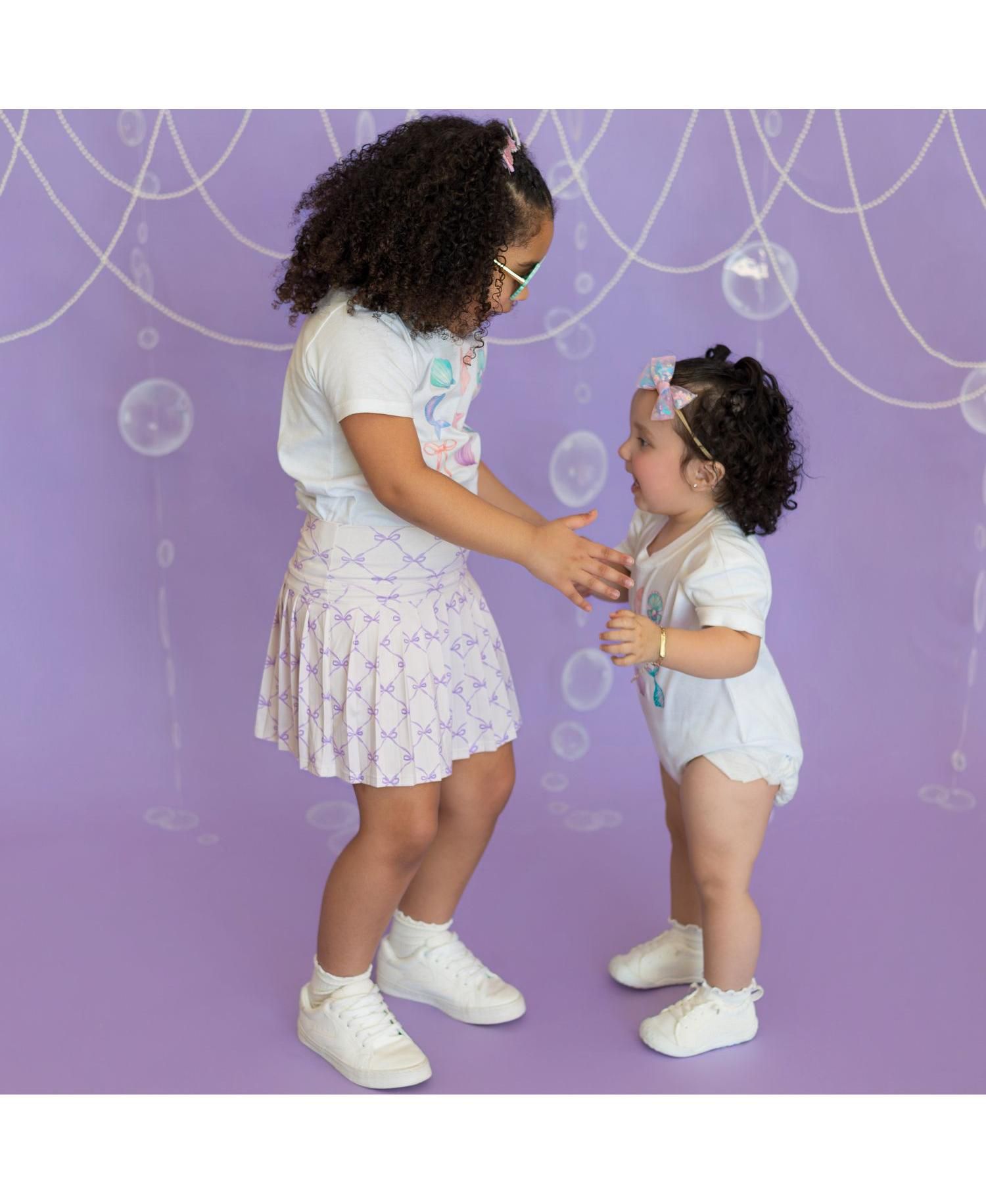 Toddler Girls Lavender Bow Trellis Athletic Skort