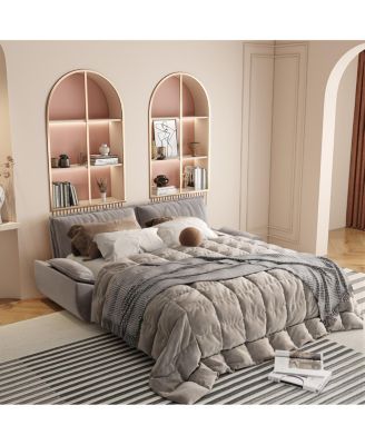 73.2" 3-in-1 Convertible Velvet Queen Pull-Out Sofa Bed