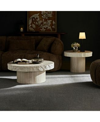 Set of 2 Faux MARS Textural Pattern Coffee Tables, No Assembly Required