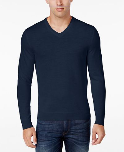 Club Room Men's Big and Tall Merino Blend VNeck Sweater, Only at Macy's