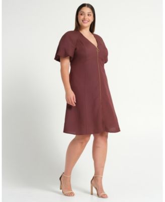fit and flare linen mini dress Pleats and Flare Stretchy Linen Mini Dress
