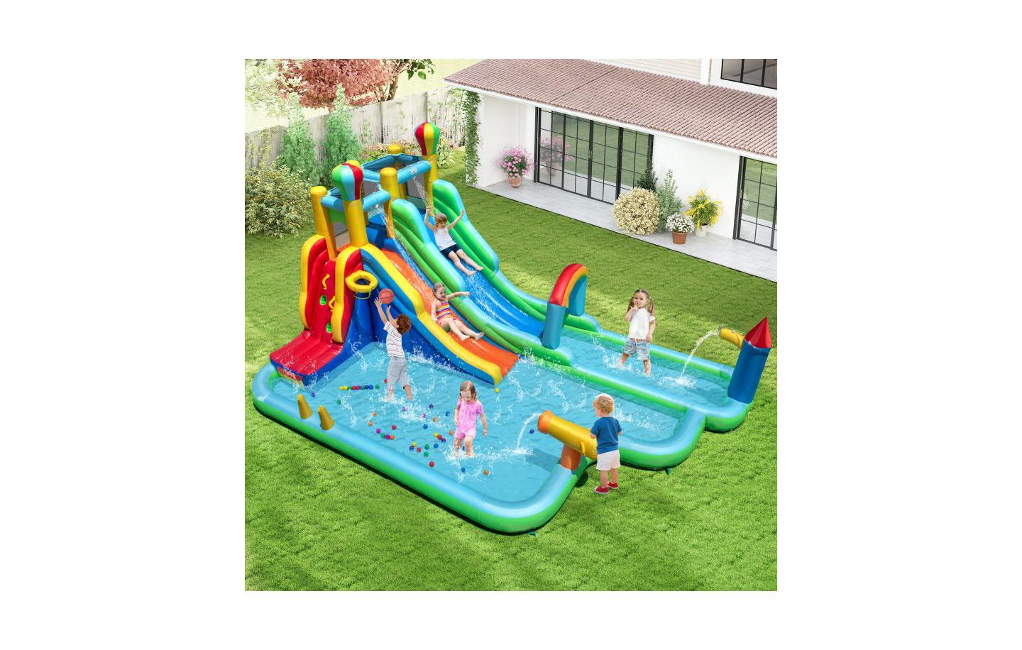 Детская игрушка Slickblue Kids Giant Bounce House Water Slide Park with 950W Blower, цвет: Разноцветный — фото 2