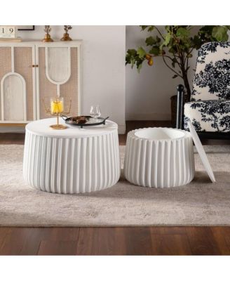 Round Nesting Storage Table Set with Lift-Off Lids